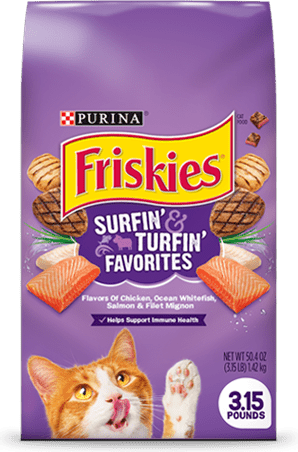 Friskies Surfin' & Turfin' Favorites With Flavors Of Chicken, Ocean Whitefish, Salmon & Filet Mignon